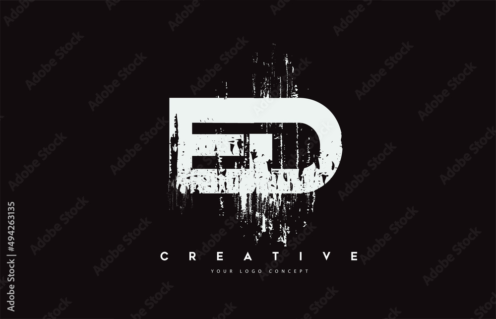 ED E D Grunge Brush Letter Logo Design in White Colors Vector Illustration.