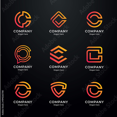 set of C logo design vector collection