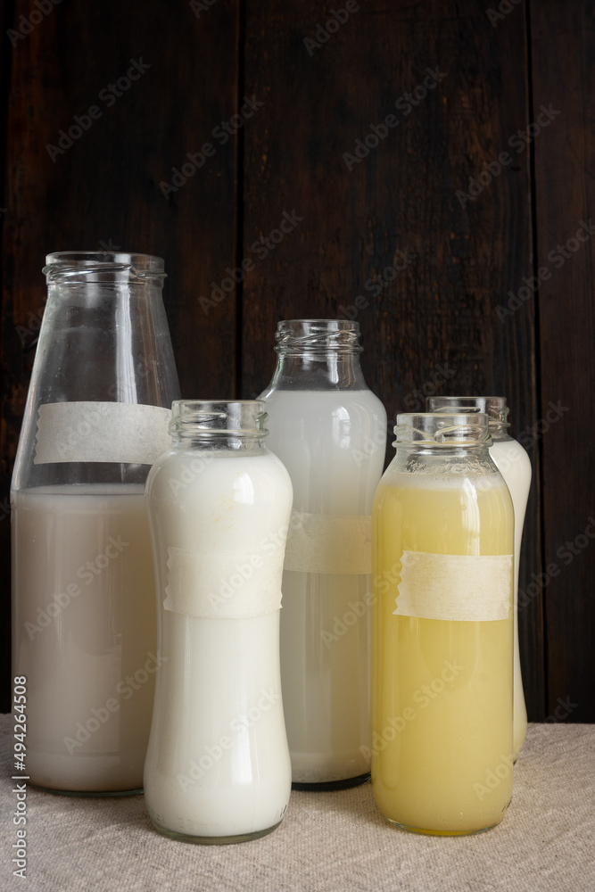 Vegetable milk, rice, potato, sesame, almond and chickpea milk Vegetable milk, rice, potato, sesame, almond and chickpea milk