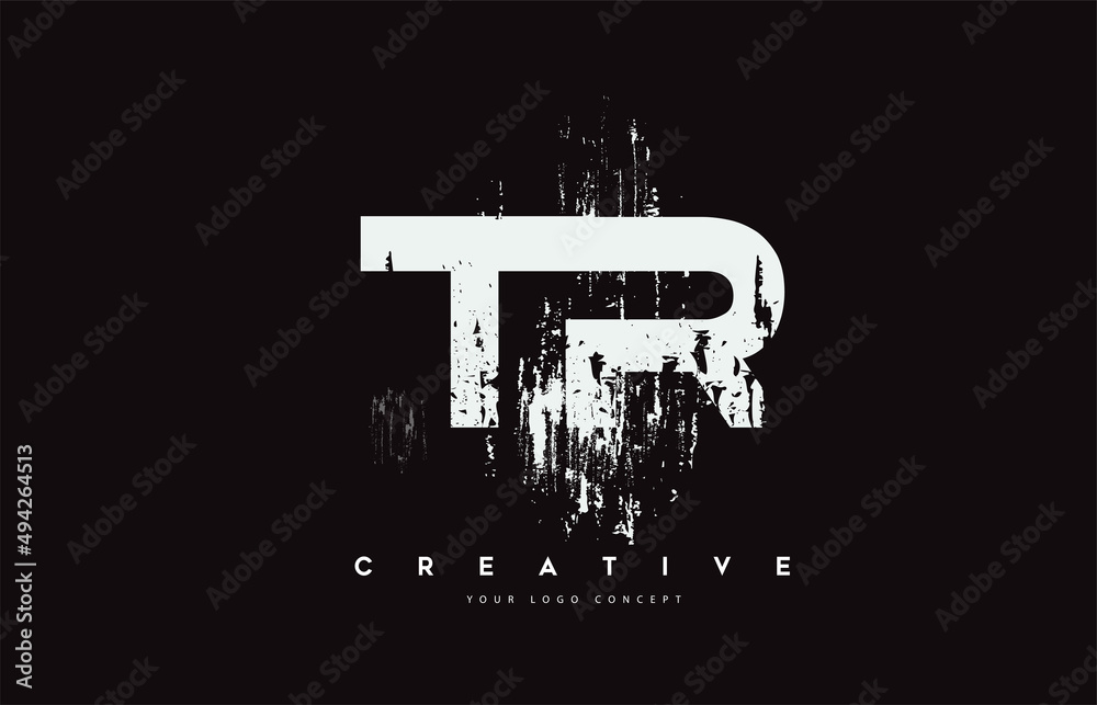 TR T R Grunge Brush Letter Logo Design in White Colors Vector Illustration.