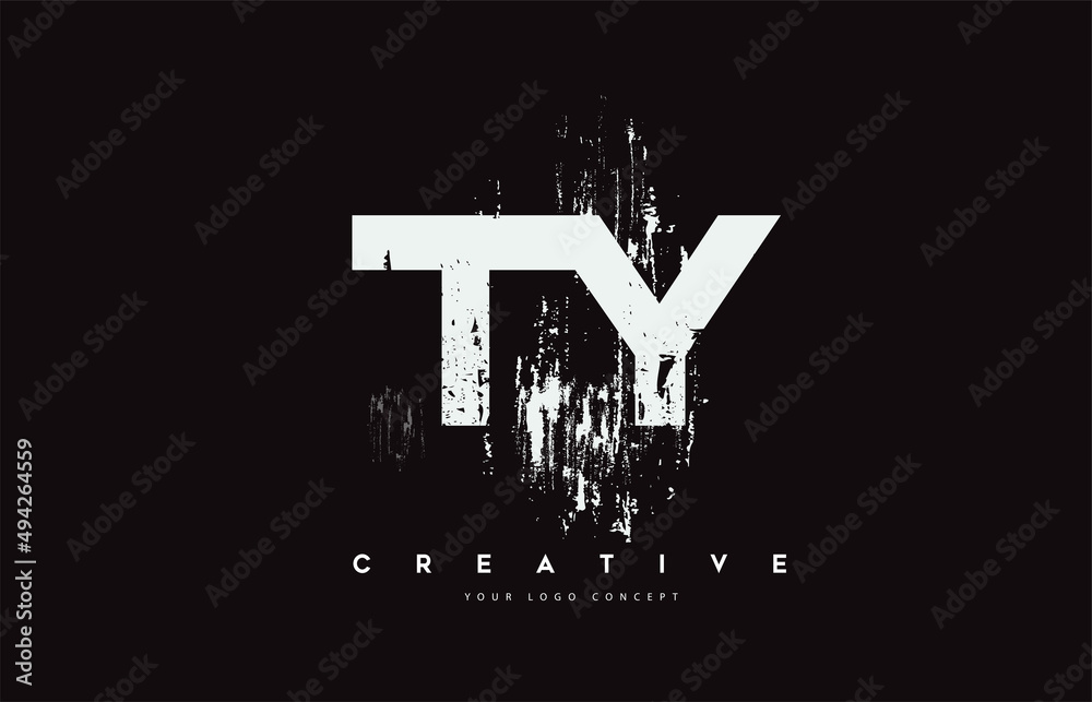 TY T Y Grunge Brush Letter Logo Design in White Colors Vector Illustration.