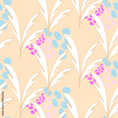 Vector seamless half-drop pattern, with leaves