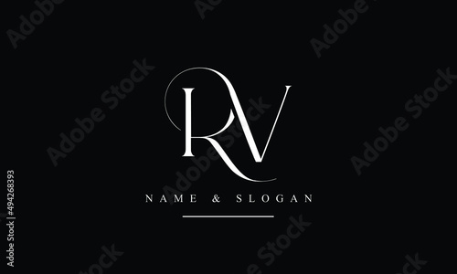 RV, VR, R, V abstract letters logo monogram