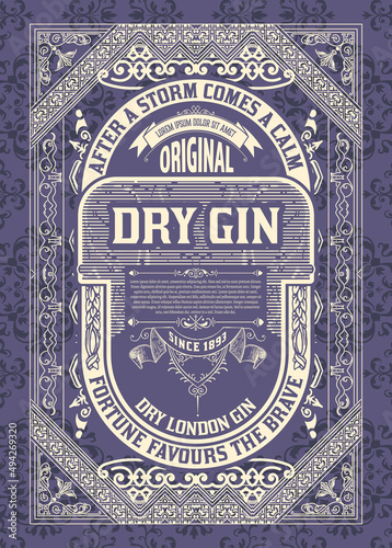 Whiskey label with old frames