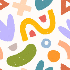 Crédence de cuisine Formes géométriques patrons Formes organiques colorées style enfantin  © Xenia Artwork 