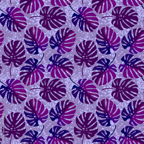 Wallpaper Mural Vector - tropic plants, monstera leaves seamless pattern. Torontodigital.ca