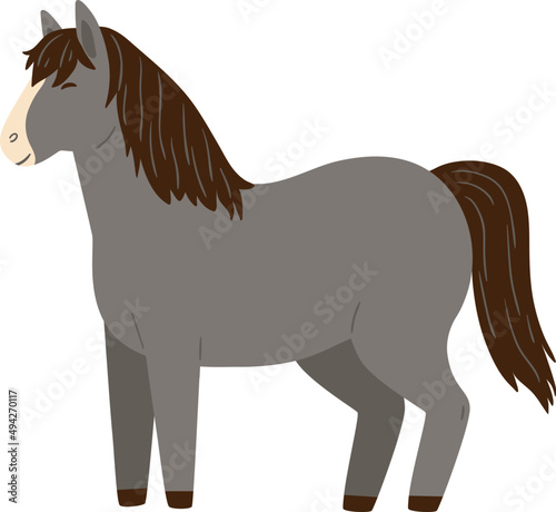 Funny Baby Horse Childish Cartoon Illustration