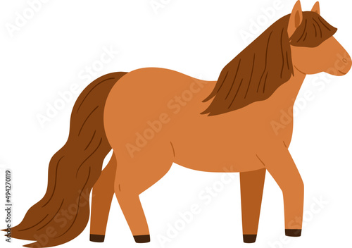 Cute Little Horse Childish Cartoon Illustration