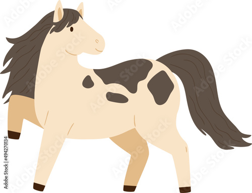 Cute Spotted Little Horse Childish Cartoon Illustration