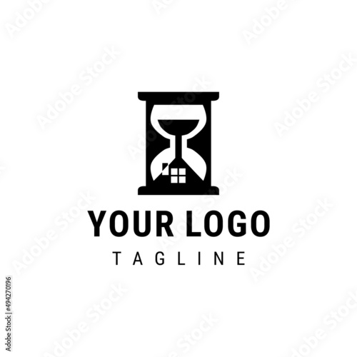house time hourglass logo vector icon illustration