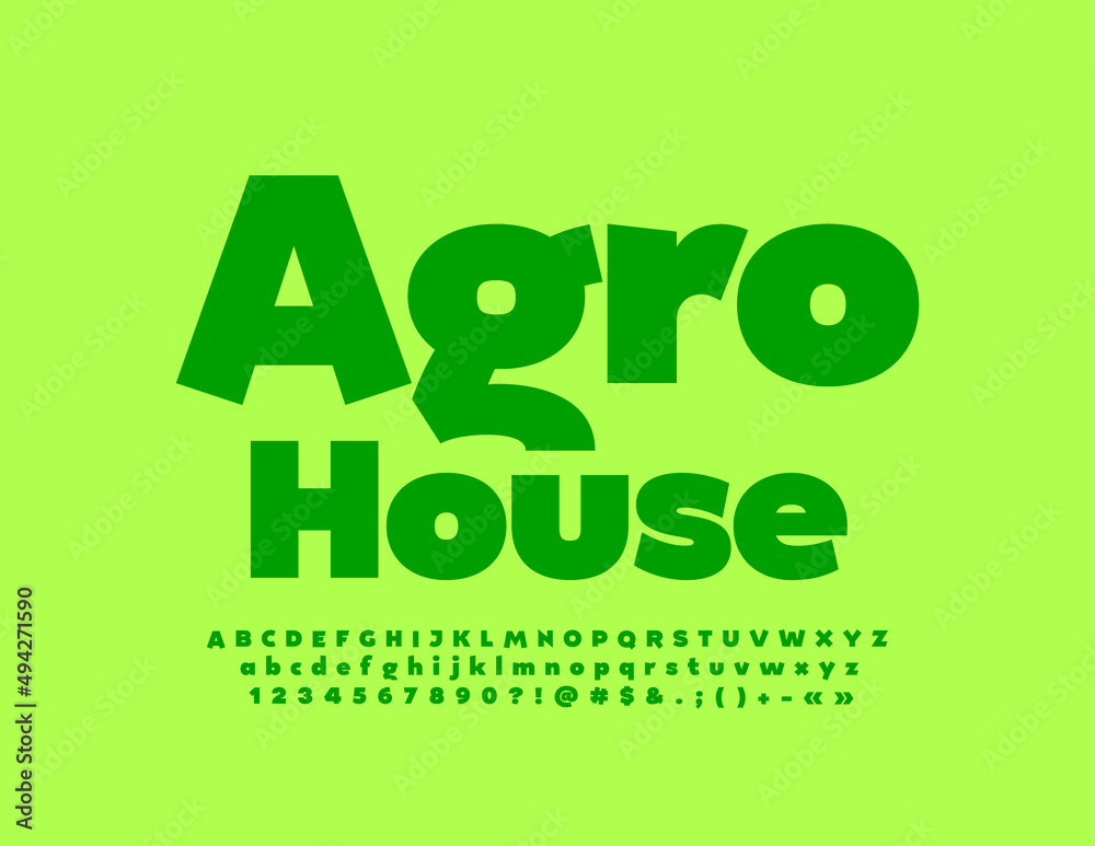 Vector modern sign Agro House with set of green Alphabet Letters ...