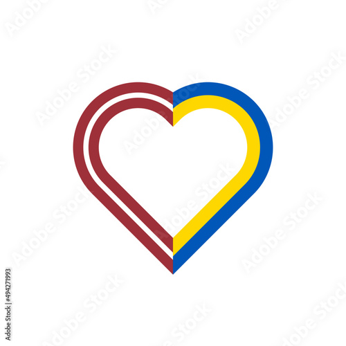 heart ribbon icon of latvia and ukraine flags. vector illustration isolated on white background 