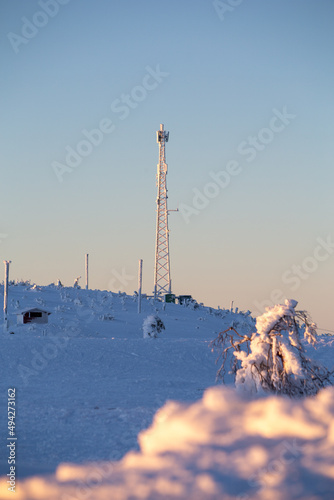 Snowy radiotower photo