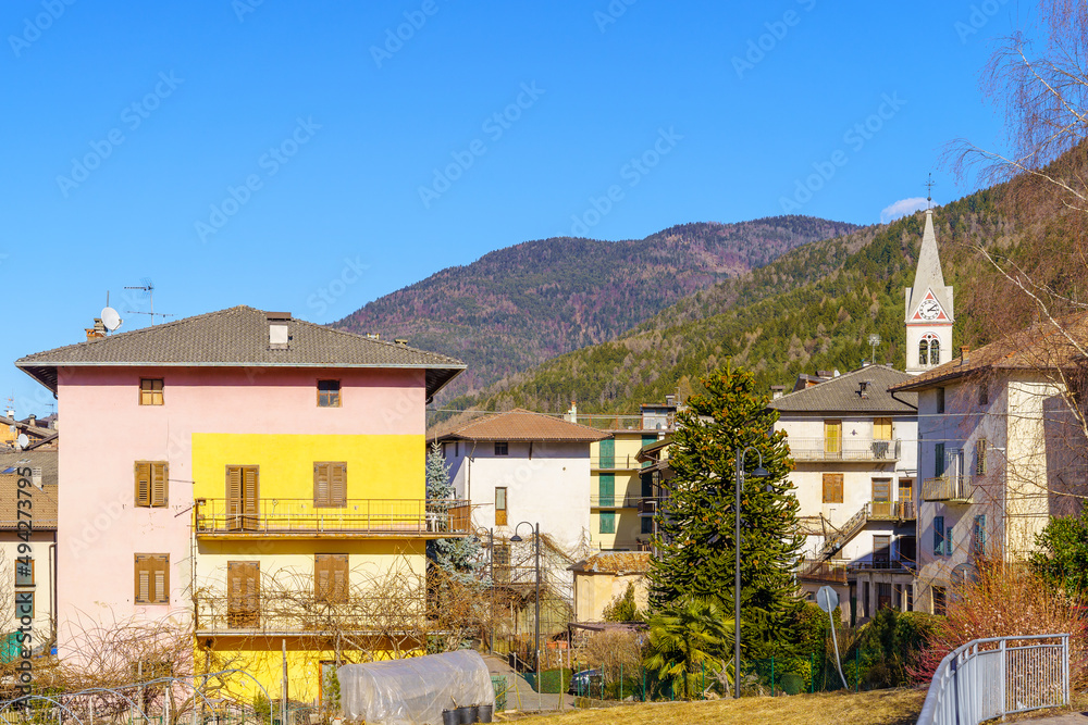 Lona village, on a clear winter day, Trentino