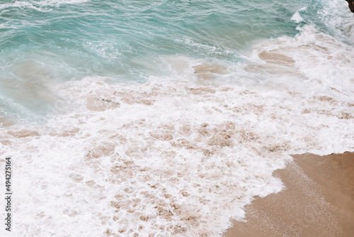 view over Atlantic ocean coast, Cabo da Roca, Portugal Waves crashing against shoreline on Beach