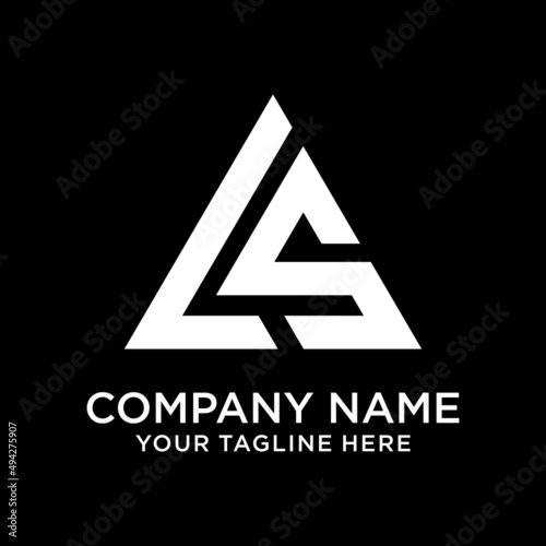 LS Logo, Letter LS logo design triangle shape, A logo for a company with the letters L, S, and a triangle. letter LS triangle logo vector design template in isolated black background