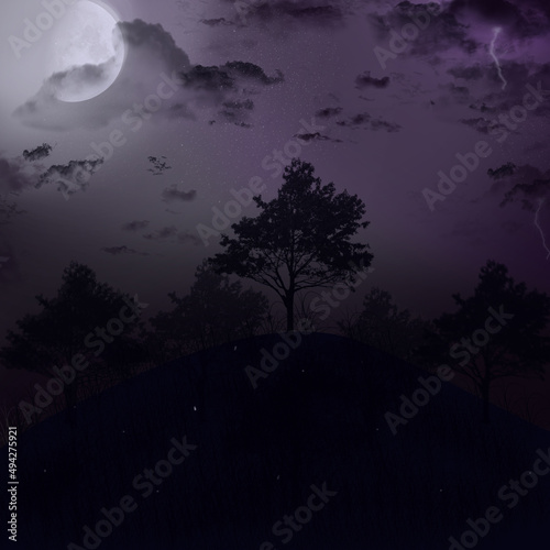 Ilustración de paisaje nocturno