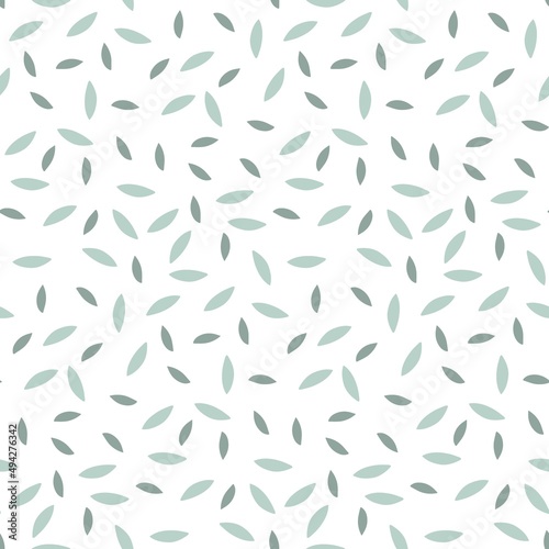 Green leaves Seamless pattern. Green fresh leaves on white background. Endless Background. Botanical repeateg vector illustration for wallpaper, wrapping, packing, textile, scrapbooking