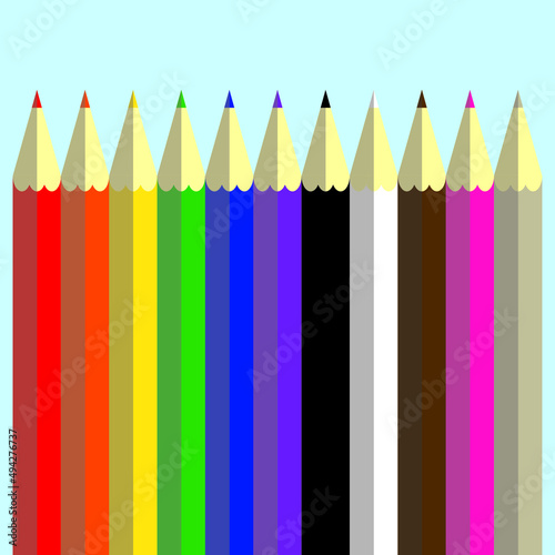 rainbow colored pencils vector illustration cartoon