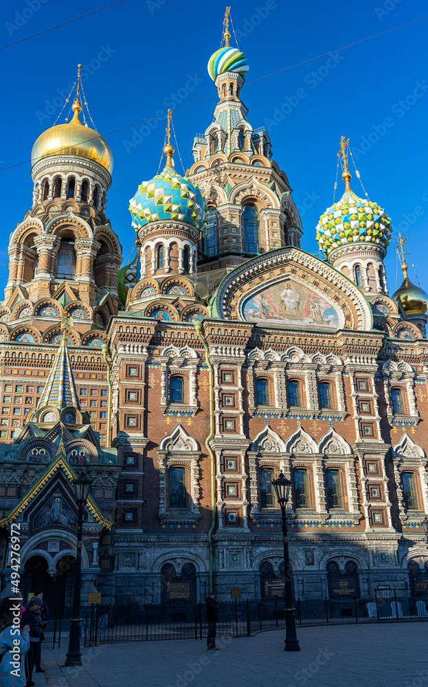 20/03/2022 15:30 PM Russia St. Petersburg Orthodox Church of the Savior on Blood. Place of death of Emperor Alexander ||. Cathedral of the Resurrection of Christ on Blood. Tourist place.