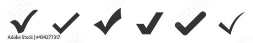 Check mark icons set isolated on white background.