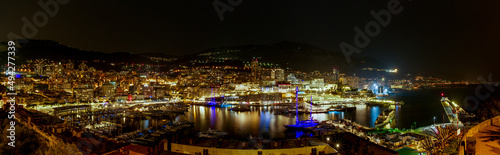 Monte Carlo Hafen Panorama bei Nacht