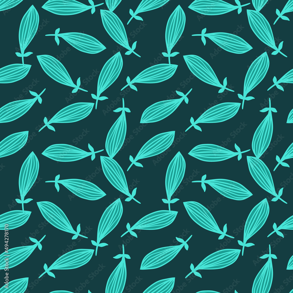 Exotic outline leaves seamless pattern. Nature palm leaf endless wallpaper.