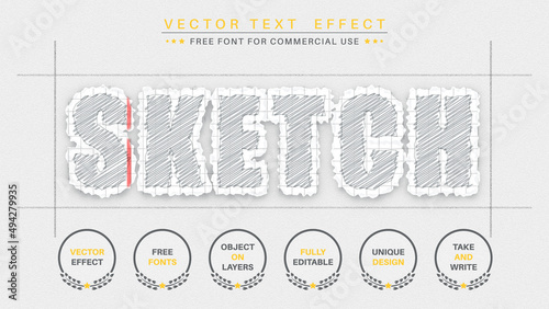 Hatching Paper - Editable Text Effect, Font Style
