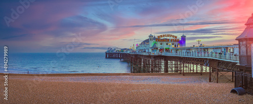Brighton Pier, UK  during sunset photo