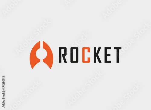 Rocket Logo. Red Minimalist Rocket Icon. Usable for Business, Branding and Technology Logos. Flat Vector Logo Design Template Element.