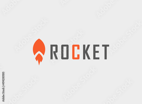 Rocket Logo. Red Minimalist Rocket Icon. Usable for Business, Branding and Technology Logos. Flat Vector Logo Design Template Element.