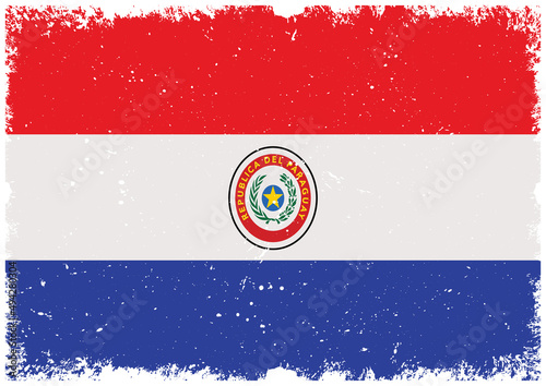 Illsutrated of Paraguay grunge flag