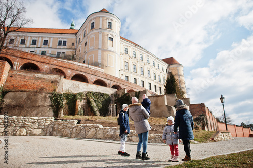 Family walking at historical Mikulov Castle, Moravia, Czech Republic. Old European town. © AS Photo Family