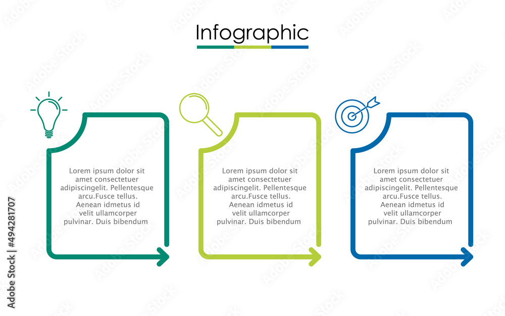 Vector infographic template with three steps or options. Illustration presentation with line elements icons. Business concept design can be used for web, brochure, diagram, chart or banner layout. Vector infographic template with three steps or options. Illustration presentation with line elements icons. Business concept design can be used for web, brochure, diagram, chart or banner layout.