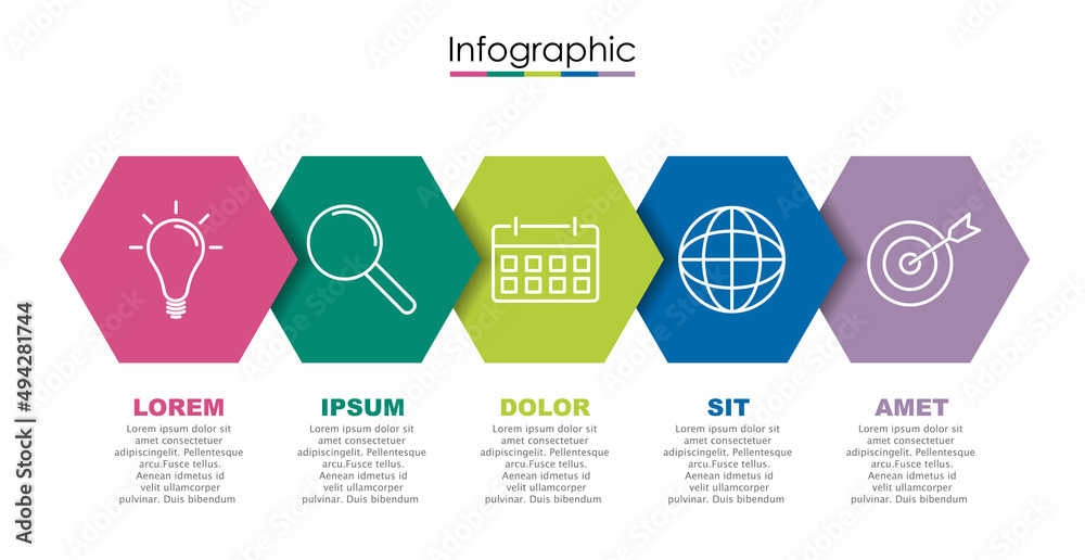 Vector infographic template with five steps or options. Illustration ...