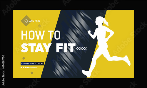 Gym fitness you tube thumbnail template design and video thumbnail template , web banner copy