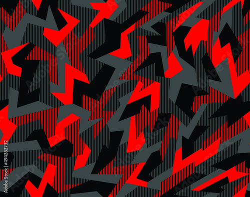 Geometric camouflage seamless pattern. Abstract modern military camo  background of polygons for fabric textile and vinyl wrap print. Endless vector illustration.
