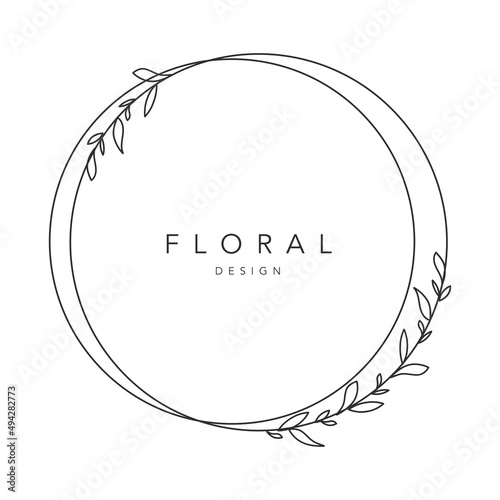 flower frame logo wedding frame geometric invitation card template hand-drawn vector illustration