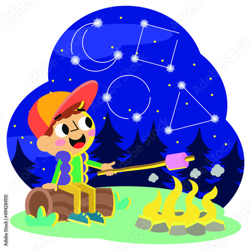 Cute kid vector illustration on the theme of shapes for kids