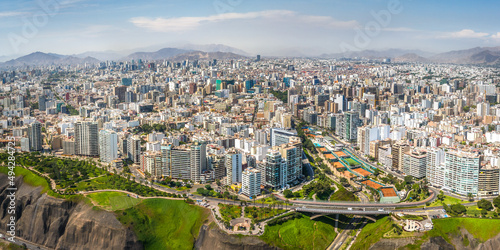 Lima, Peru: Aerial view of the city from MIraflores district, in a sunny day