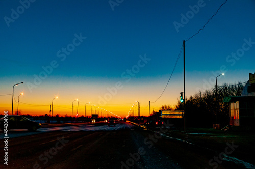 A spring sunset in the suburbs 