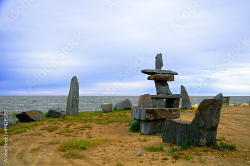 Fotografie Inukshuk stones, in Manitoba Canada
