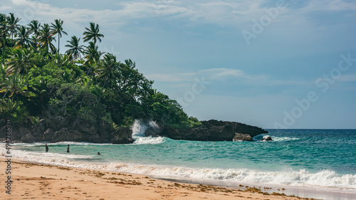 Fototapeta Naklejka Na Ścianę i Meble -  Dominican perfect beach area with huge waves