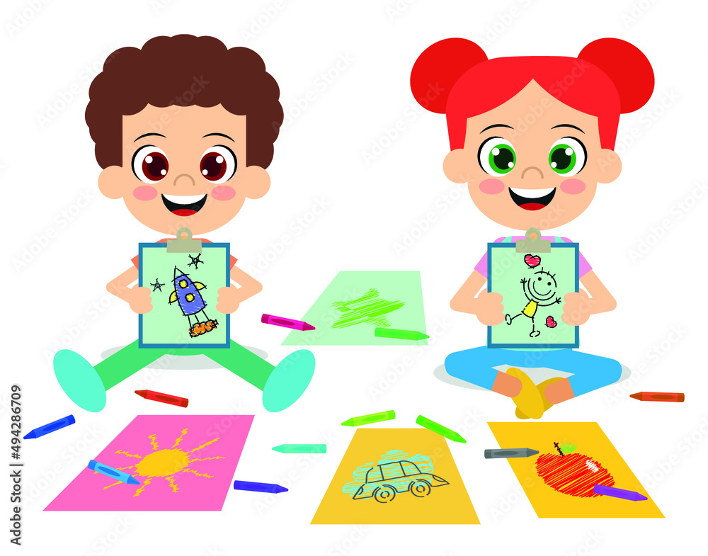 Adorable children show pictures they made Adorable children show pictures they made