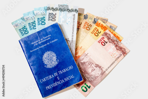 Brazilian money and work card photo