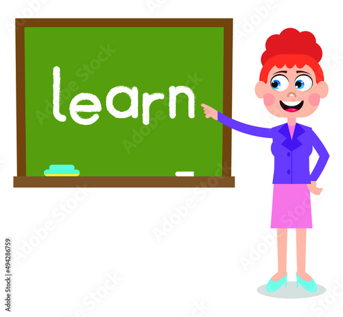 The teacher is teaching in the classroom