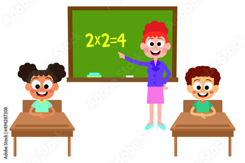 Teachers and adorable students who teach