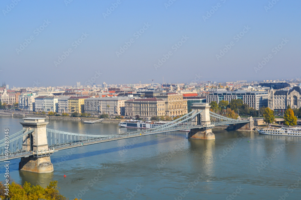 Budapest city , Danube river and bridge