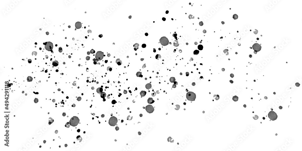 Black watercolor spray, black splats Black watercolor spray, black splats
