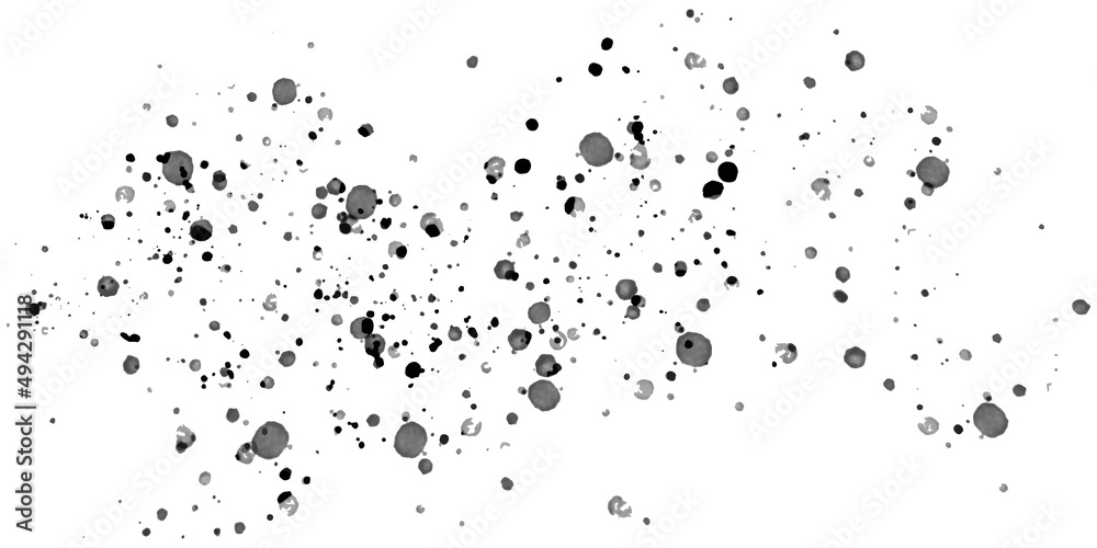 Black watercolor spray, black splats